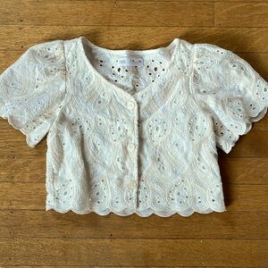 Zara cream eyelet embroidered crop, gorgeously, girls 10, NWOT